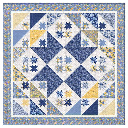 Queen Size Star Light - Quilt Kit - Sunshine Blooms (86" x 86") - Floral Paisley Sky