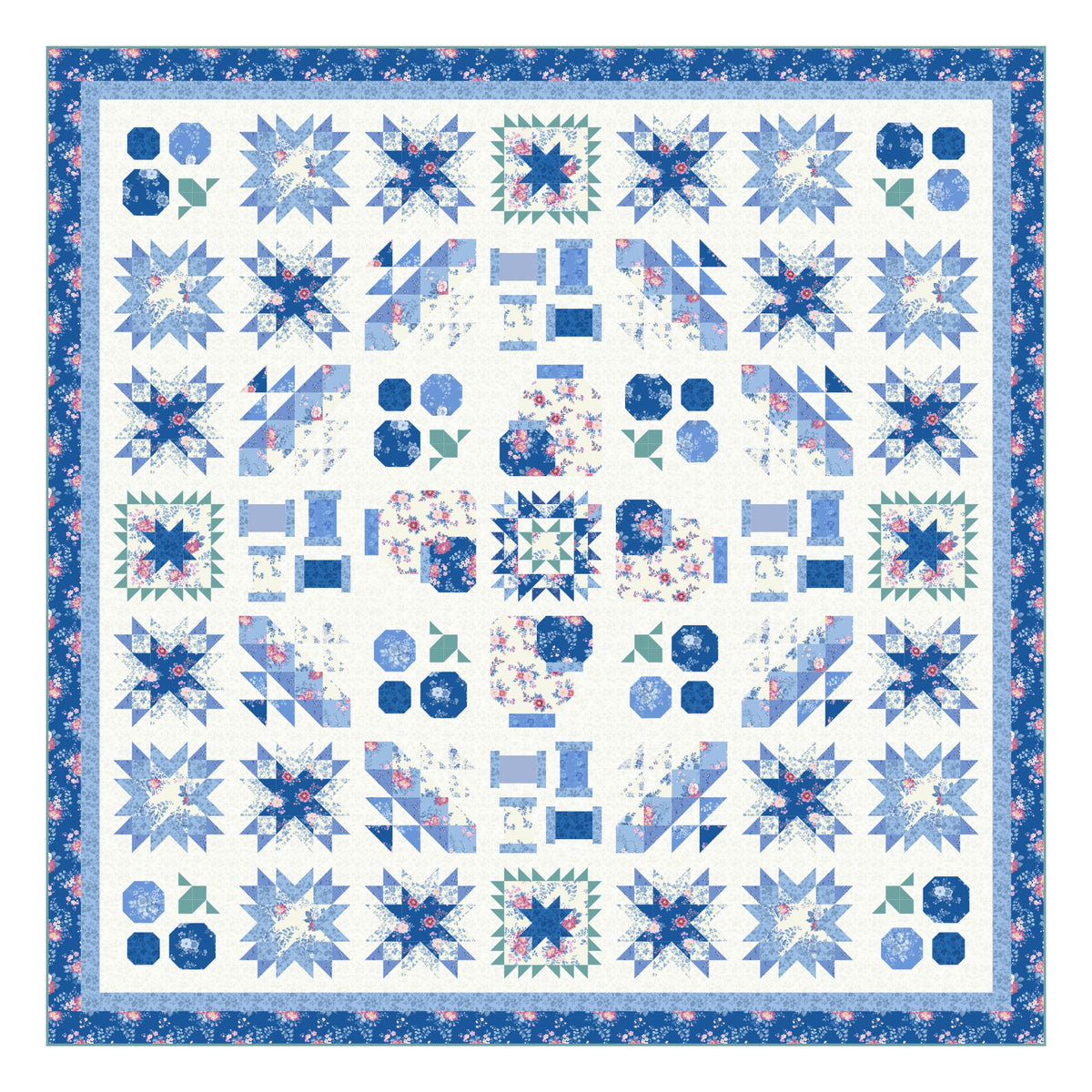 Block Of The Month - Blue Berry (107.5" x 107.5")
