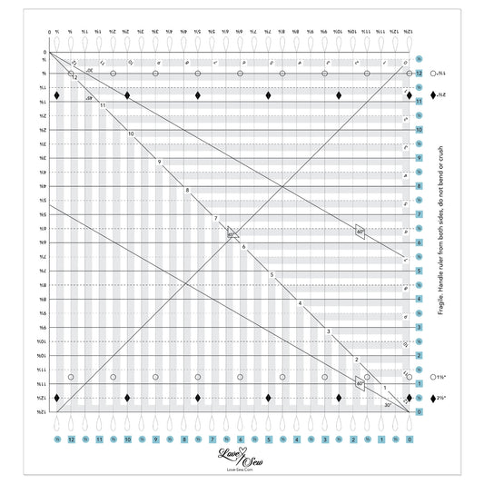 Love Sew Slotted Ruler - Large (12.5" x 12.5")