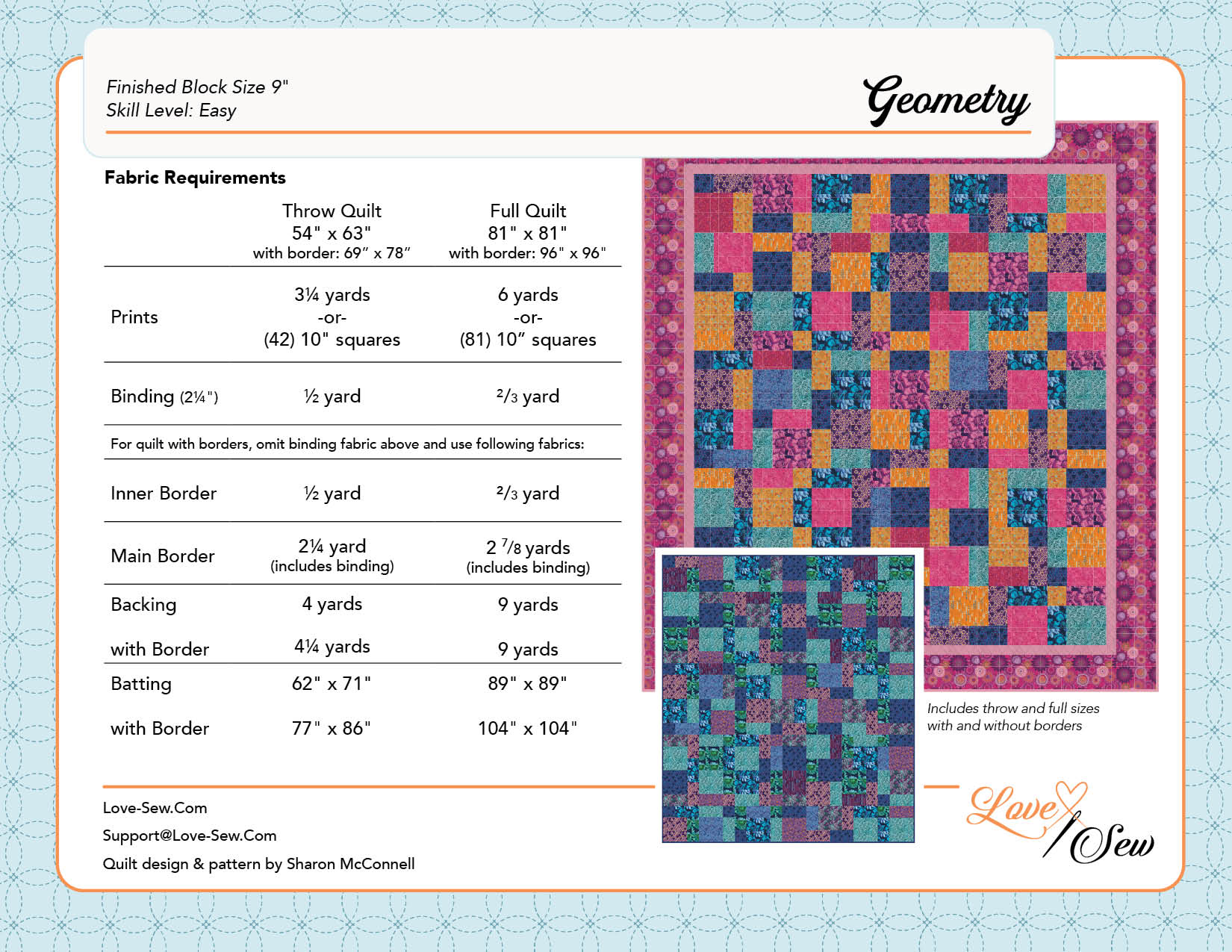 Geometry - Quilt Kit - MOD Cloud (Full size, 81" x 81")