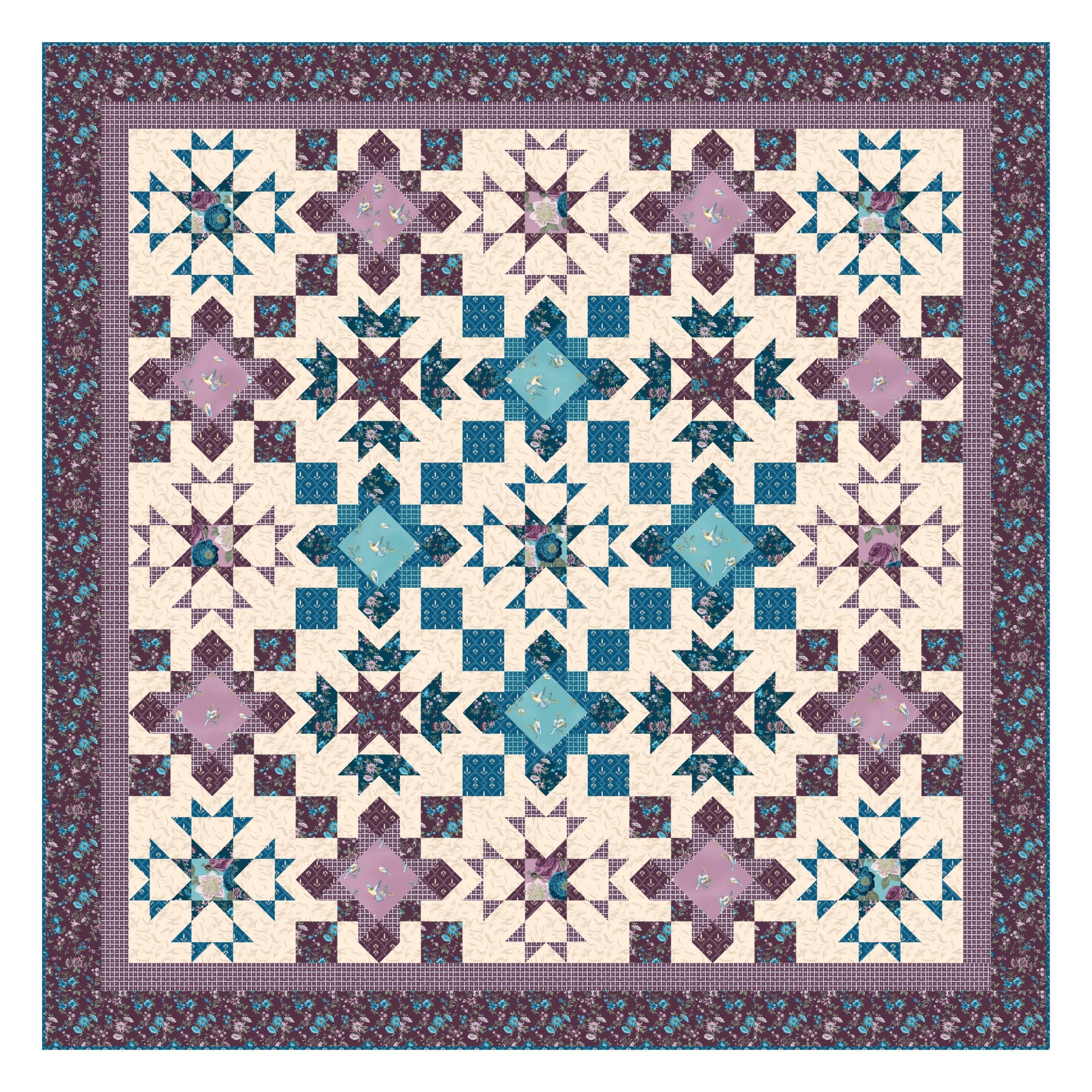 Star Sanctuary - Velvet Thistle Quilt Kit (72.5" x 72.5")