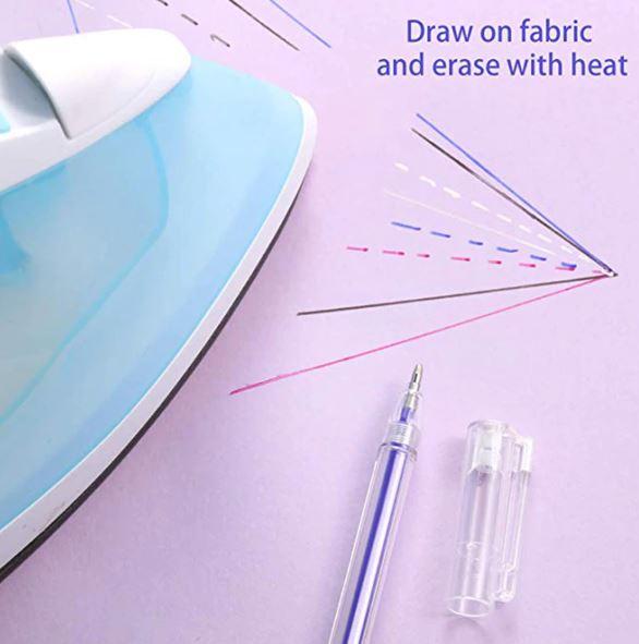 JANYUN 8 Pieces Heat Erasable Pens for Fabric with 52 Refills Fabric  Marking Pens Fabric Markers for Quilting Sewing DIY Dressmaking Fabrics  Tailors