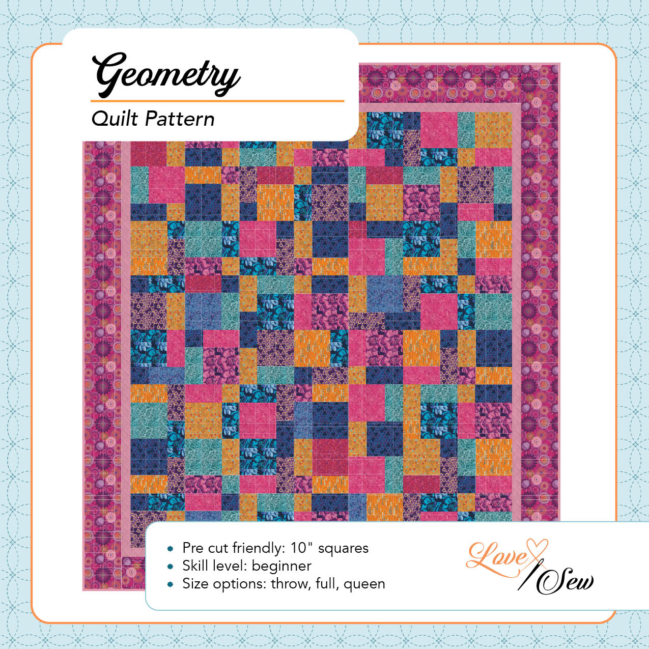 True Fabrics - Geometry - Quilt Kit - 1930s Honey Bunch (63" x 54")