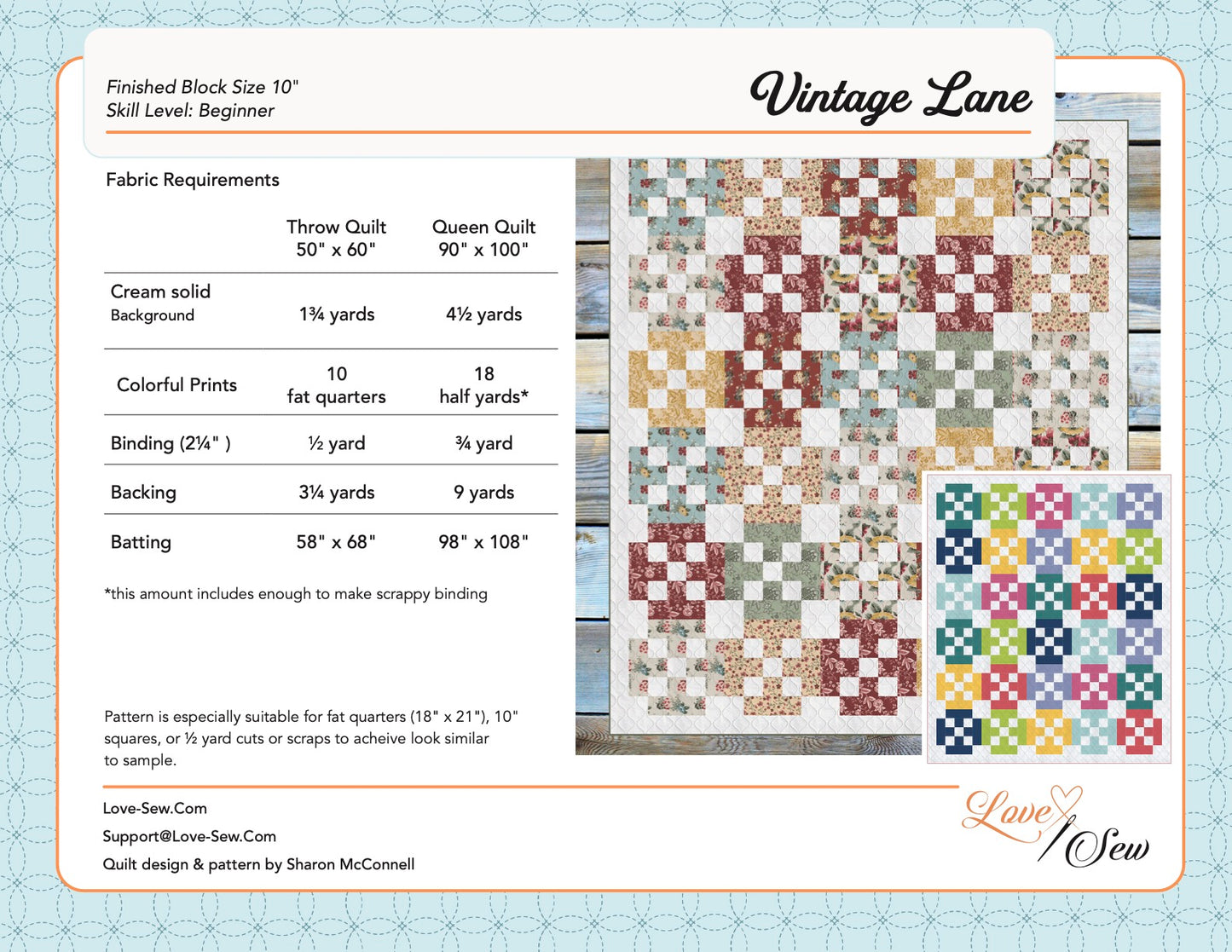 Vintage Lane Quilt Pattern