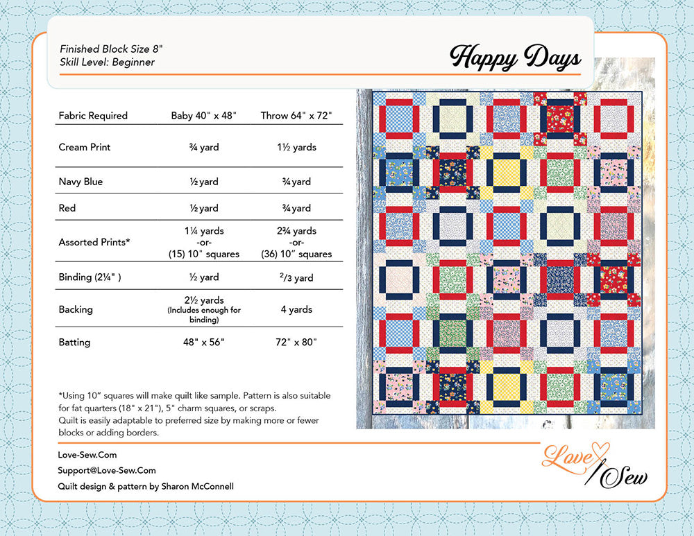 Happy Days Quilt Pattern