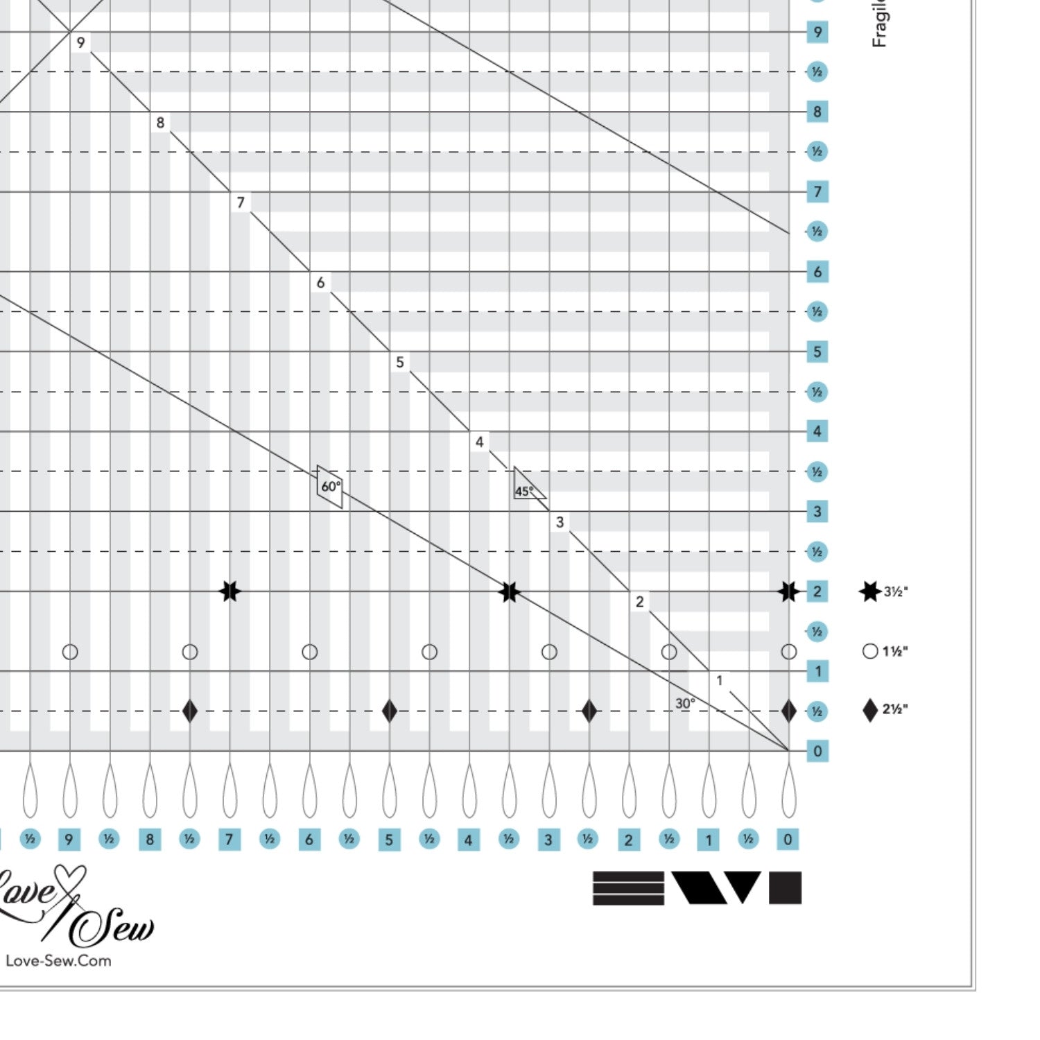 Love Sew XL Slotted Ruler - (22" x 18.5")