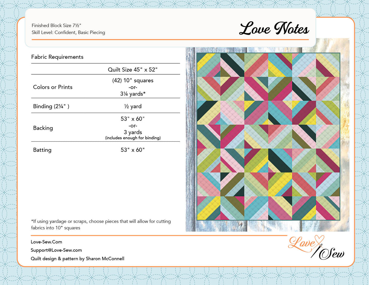 Love Note Pattern Printable Love Notes Quilt Pattern