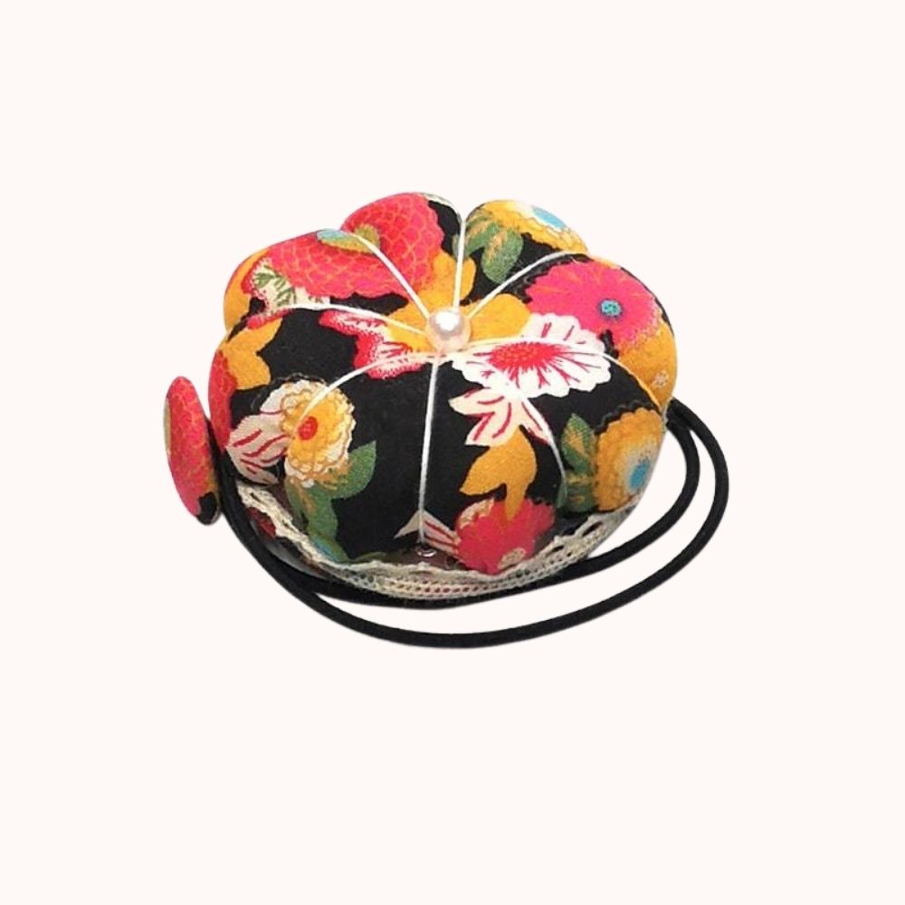 Tvoip 3pcs DIY Sewing Pincushion Pumpkin Shape Cotton Fabric Button Wrist Strap for Cross Stitch Sewing Safety Pin Cushion Accessories